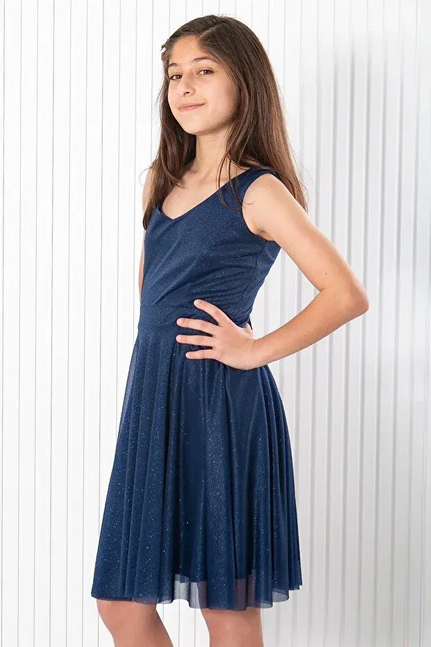 Детское платье для девочек без рукавов Prom / Bridesmaid Denimini, Navy Blue — фото 2