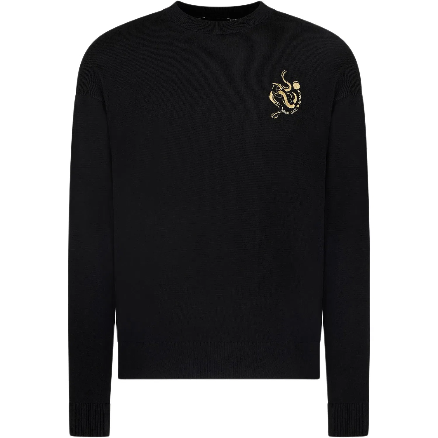 Мужской джемпер с вышивкой EMPORIO ARMANI, Black