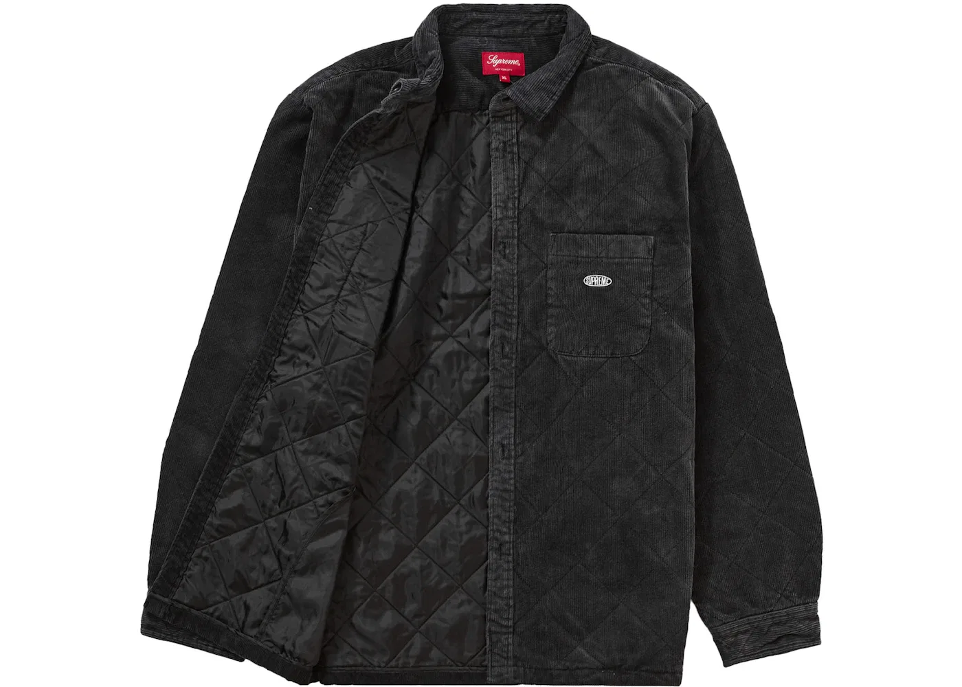 Мужская рубашка стеганая из вельвета Supreme Quilted Corduroy, черный — фото 2