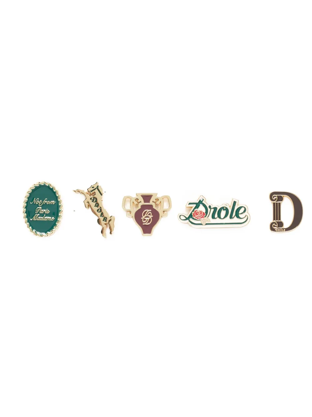 

Набор из пяти брошей Les Pin's Racing Drôle De Monsieur, золотистый