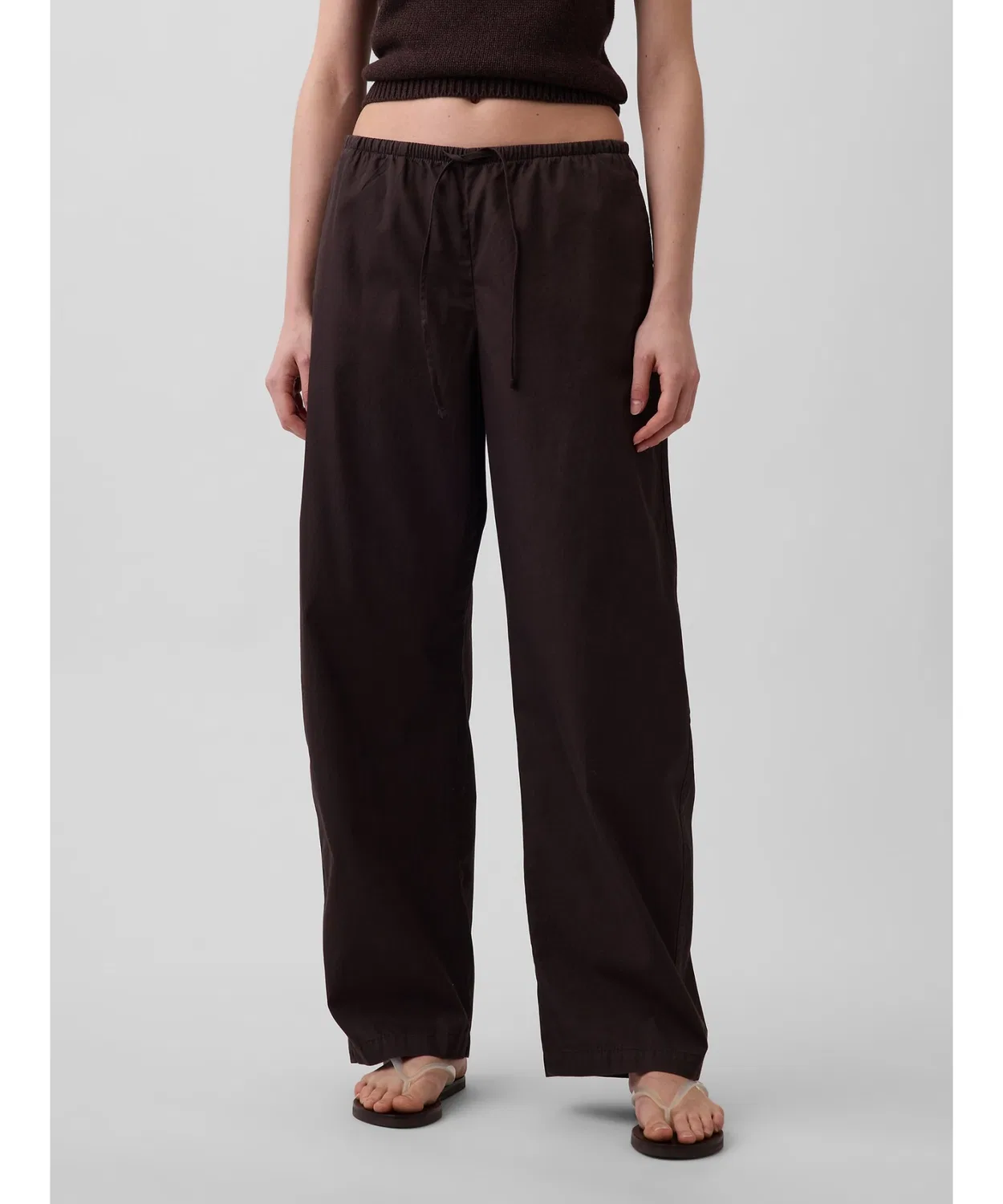 Женские хлопковые брюки-бабочка с завязками GAP, Brown