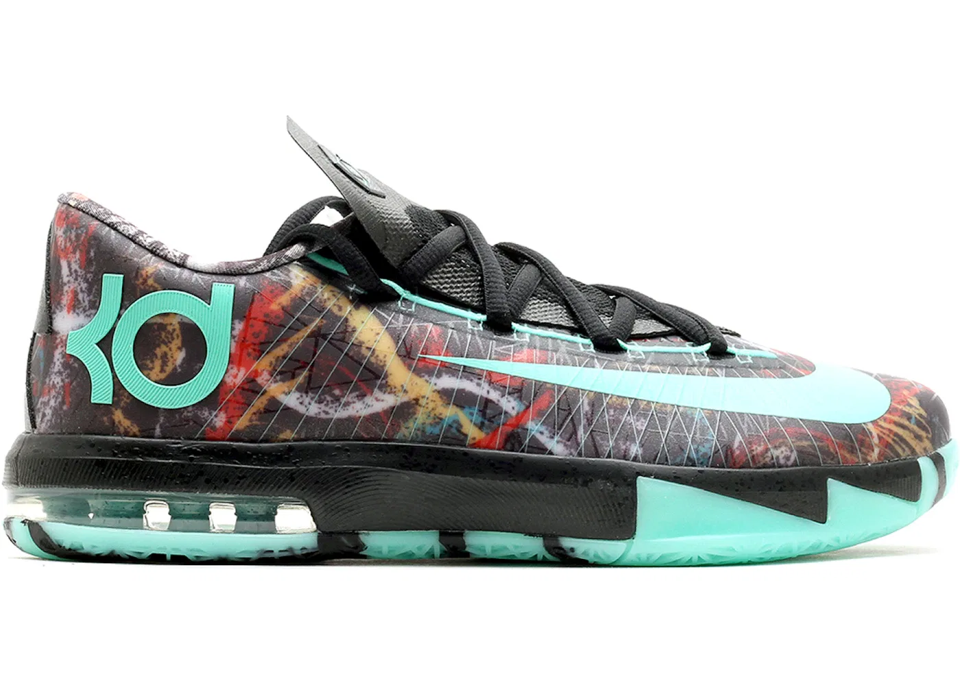 Детские кроссовки для баскетбола Nike KD 6, Multi-Color/Green Glow-Black