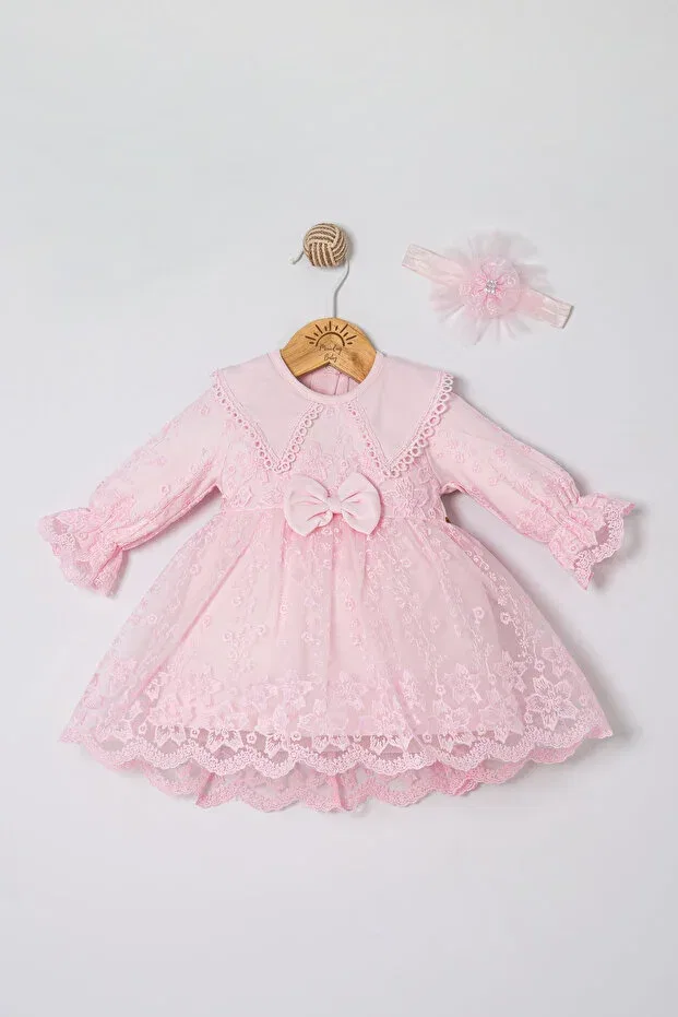 Детское платье для девочек с вышивкой Bebila Baby, Pink — фото 2