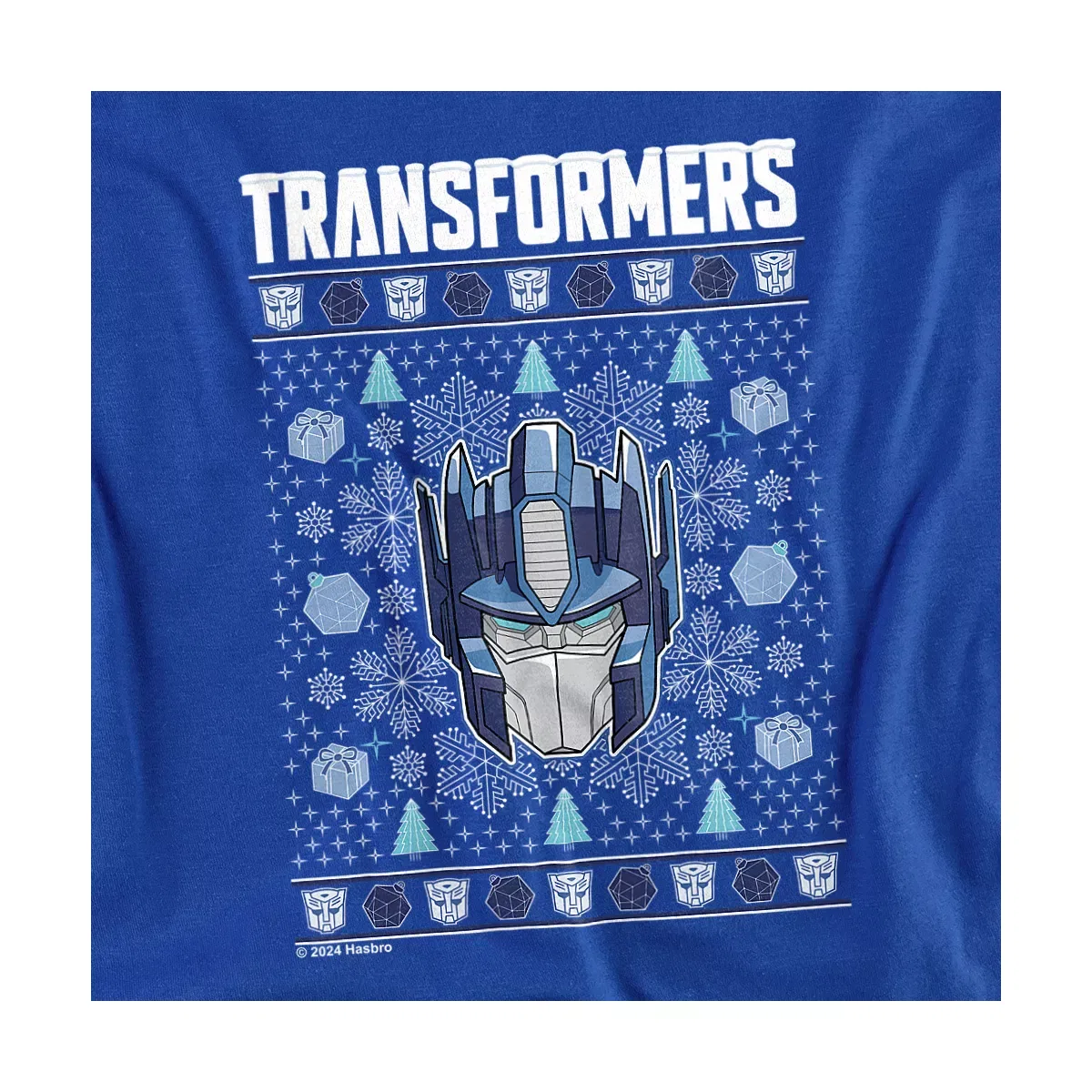 Детское футболка с коротким рукавом с принтом Transformers Christmas Optimus Prime, Transformers, Royal — фото 2