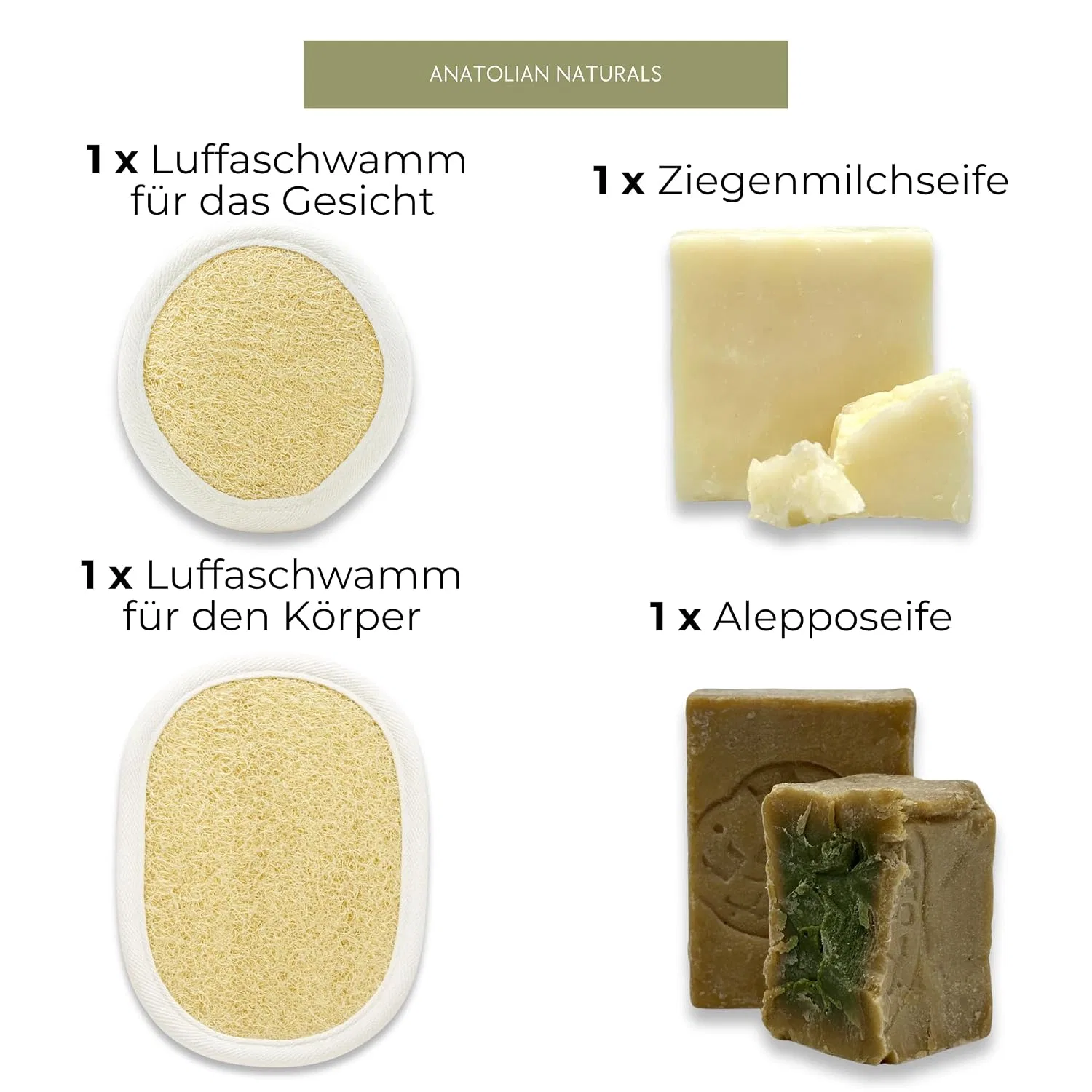 Набор мыла и мочалок Anatolian Naturals 4 предмета, Gedikum, Olive & Laurel — фото 4