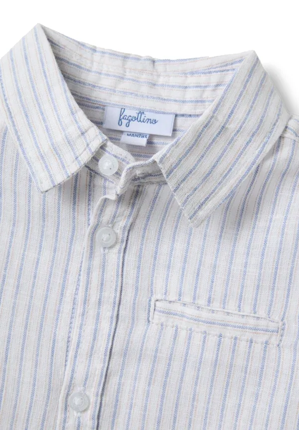 Рубашка из льна с хлопком Regular fit striped - shirt Ovs, белый, светло-синий — фото 4