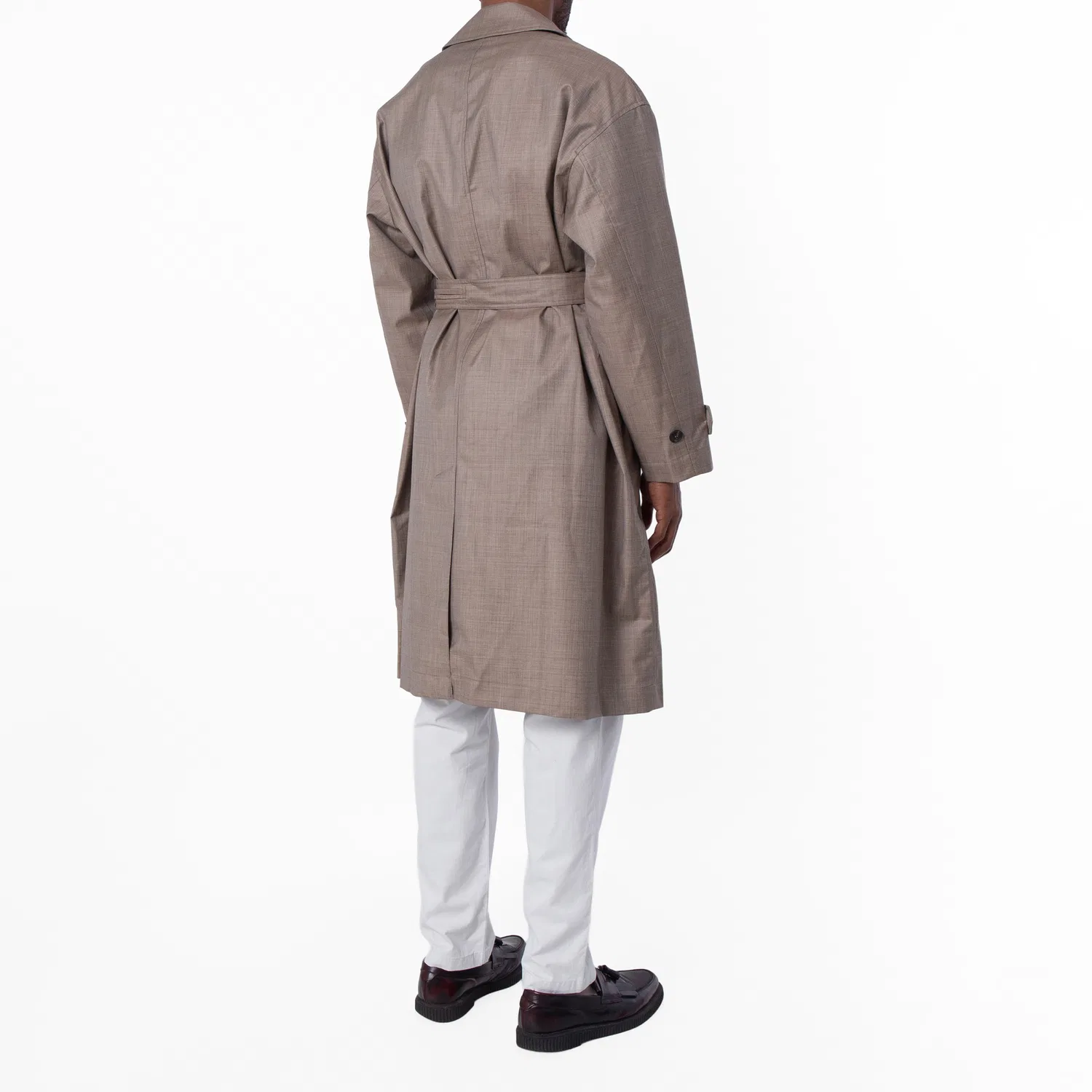 Пальто-тренч из шерсти Virgin-Wool Belted Trench Coat Emporio Armani, Beige Fancy — фото 4
