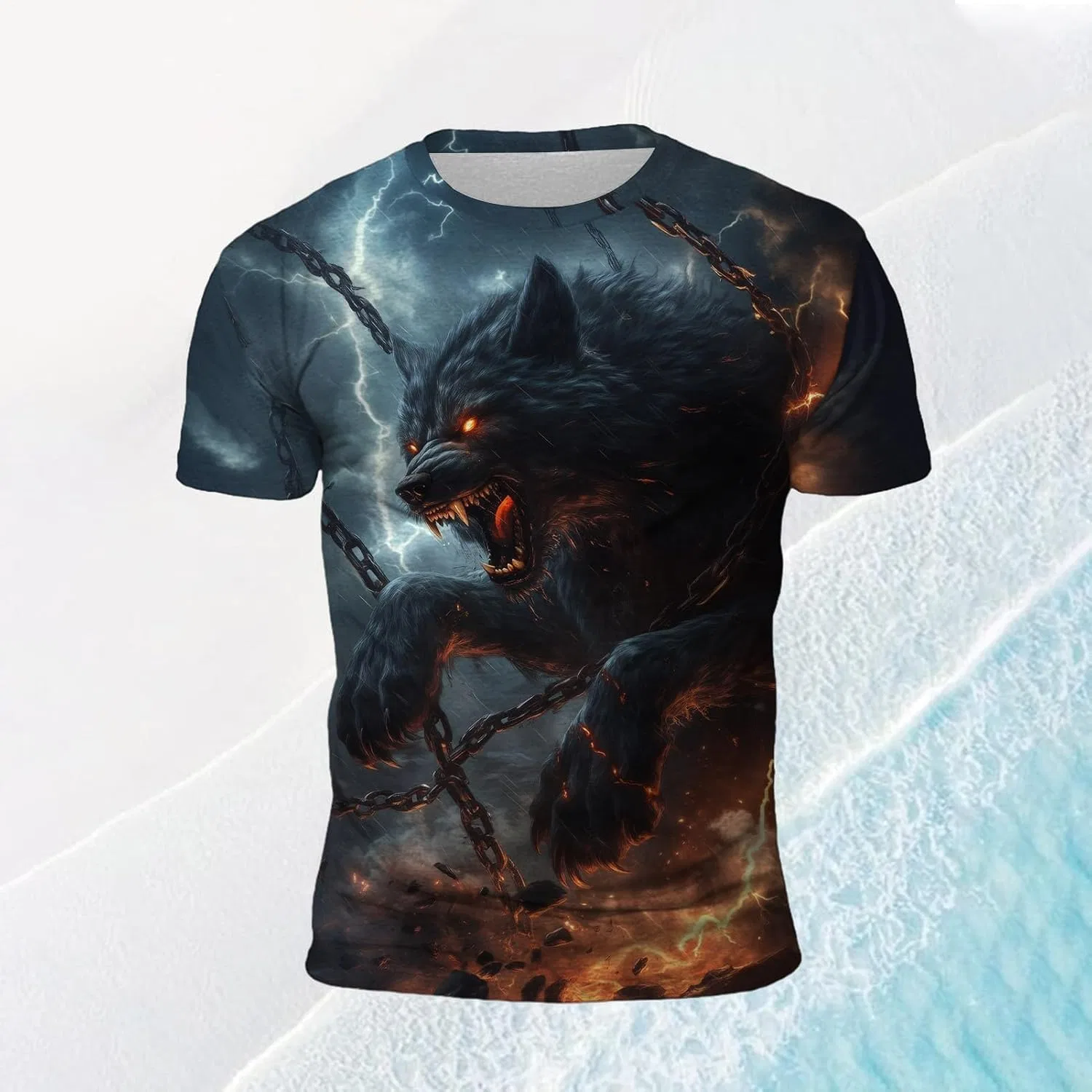 Мужская футболка с принтом Wolf T Shirt Men, Ferocious Wolf — фото 4