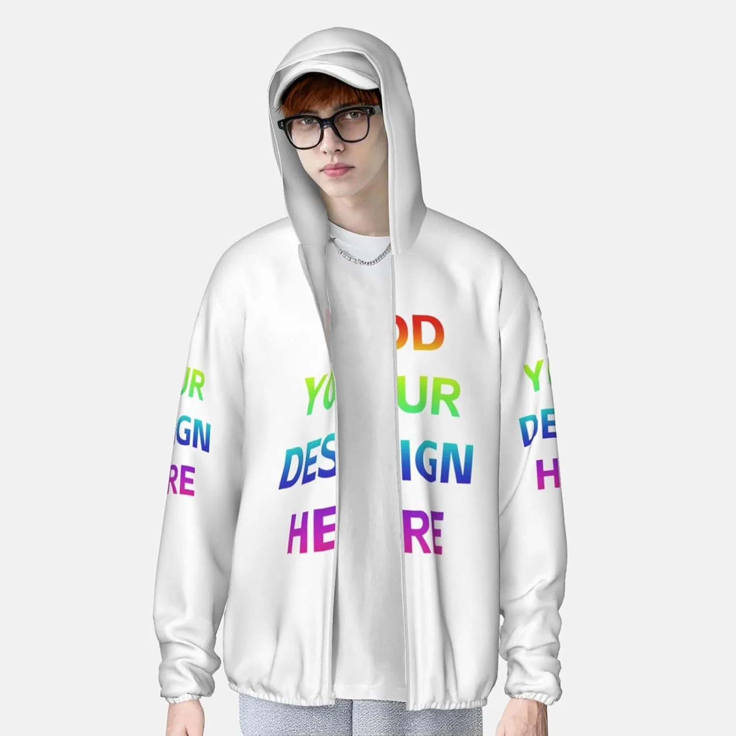 Женская футболка с капюшоном для защиты от солнца, White — фото 2