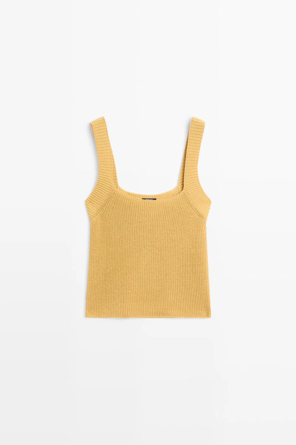 Топ Massimo Dutti Ribbed Knit Tank, горчично-желтый — фото 2