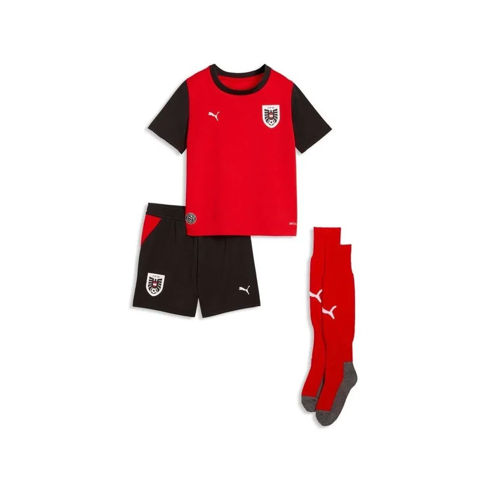 Комплект спортивный детский с логотипом Öfb Home Minikit Puma, красный