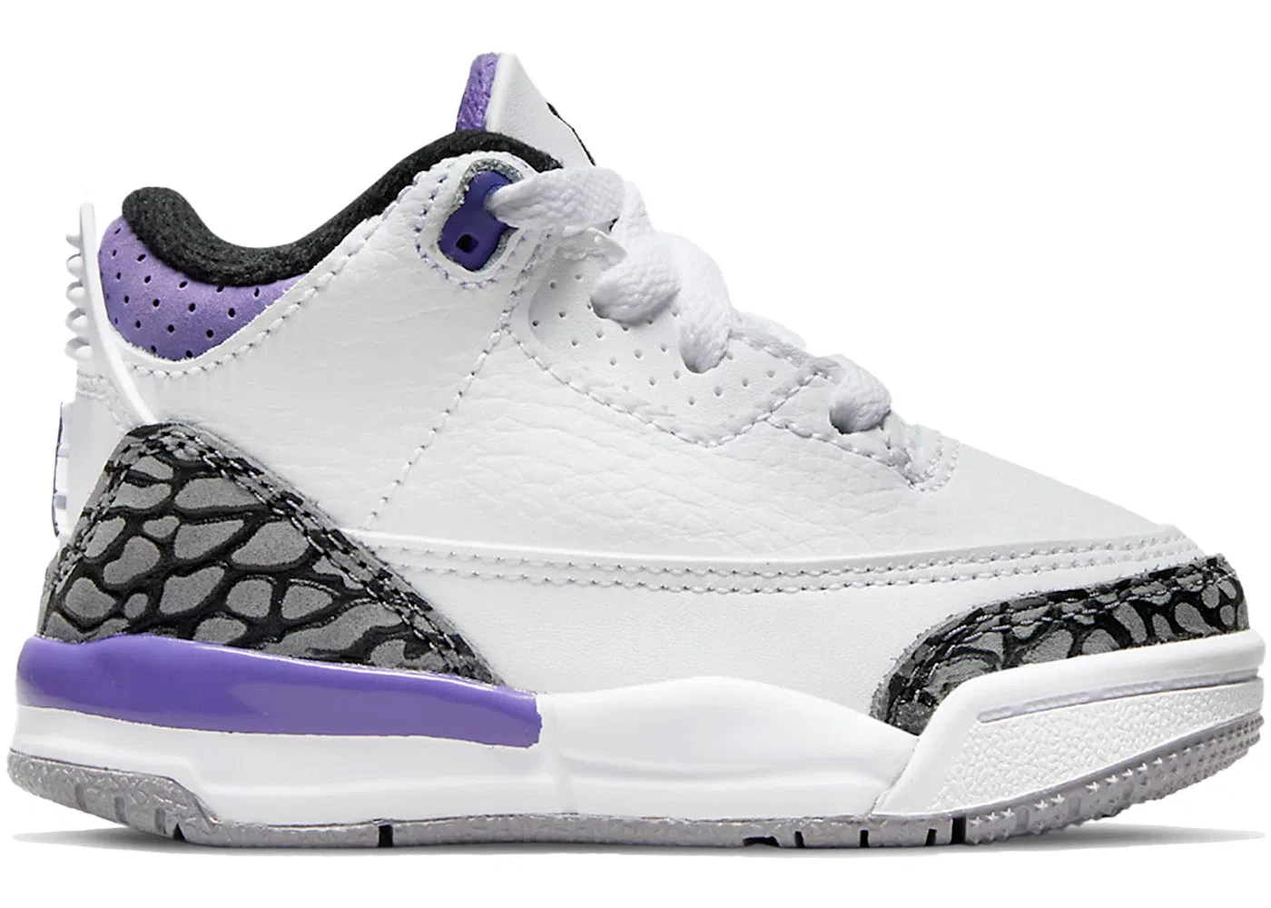 Детские кроссовки с принтом слоновой кости Jordan 3 Retro Jordan, White/Black/Dark Iris/Cement Grey