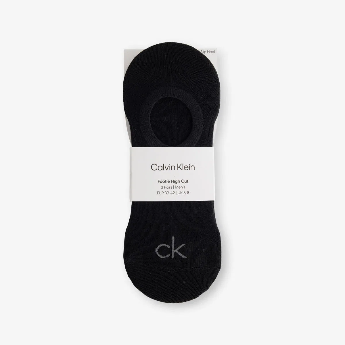 Высокие эластичные хлопковые носки-невидимки Calvin Klein, черный