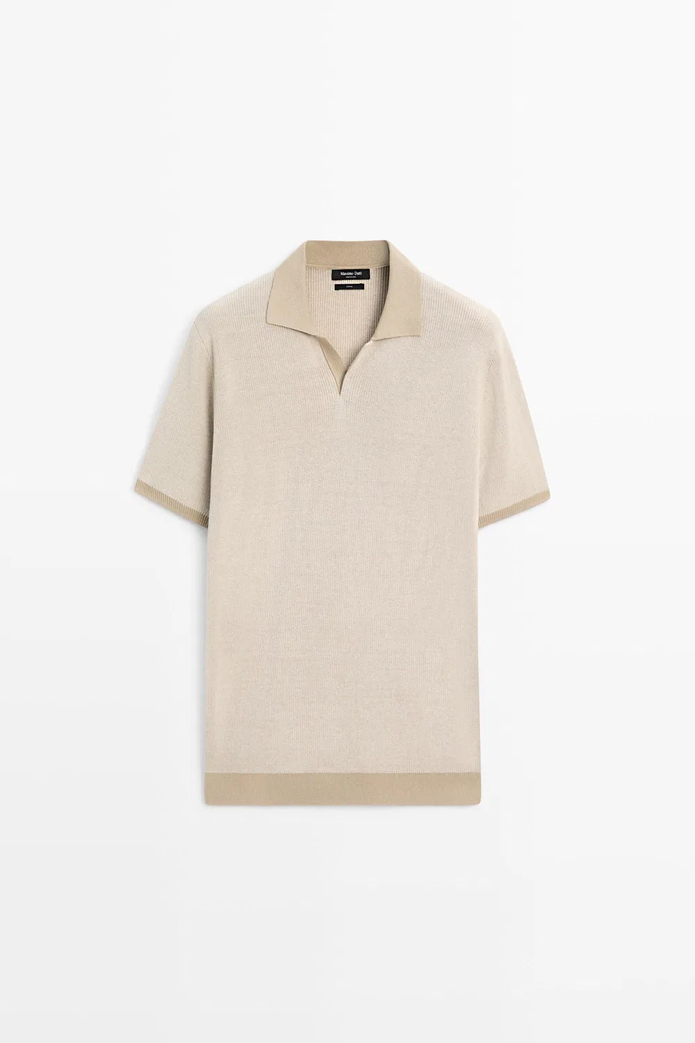 Поло-свитер Massimo Dutti 100% Cotton Knit, кремовый — фото 2