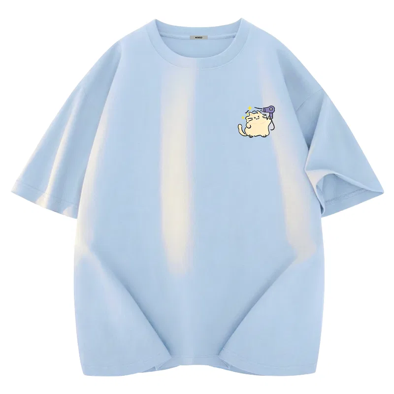 Детская футболка с круглым вырезом Ma Blow Cat Chest Logo MINISO, Glacier Blue