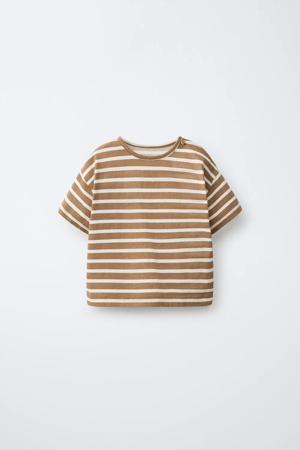 Футболка с полосатым принтом ZARA, Light brown