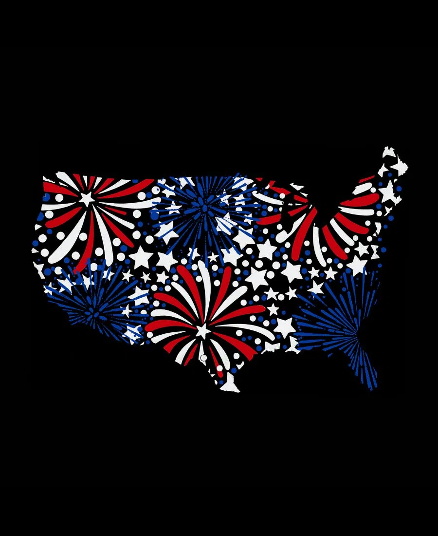 Женский топ-майка без рукавов с принтом USA Fireworks Premium Word Art LA Pop Art, Black — фото 3
