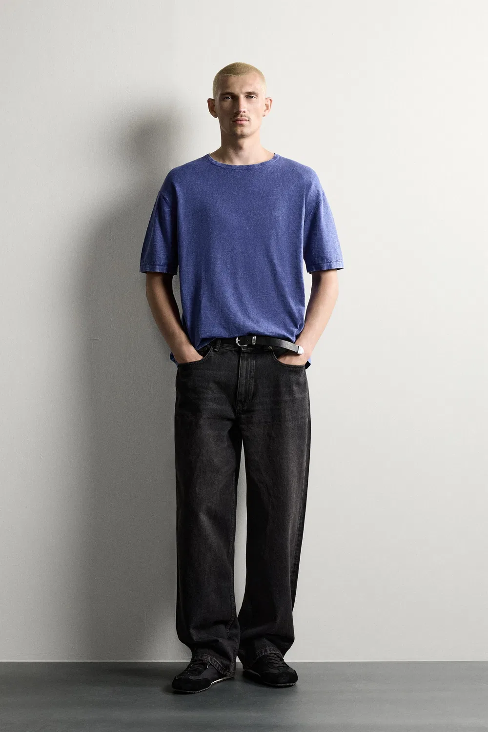 Футболка из текстурированного вяза ZARA, Bluish