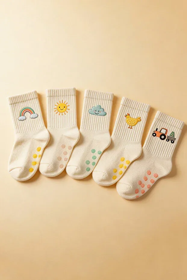 Детские носки с принтом Baby Farm Themed 5-Piece Boxed Socket Socks Katia&Bony, Multicolored — фото 4