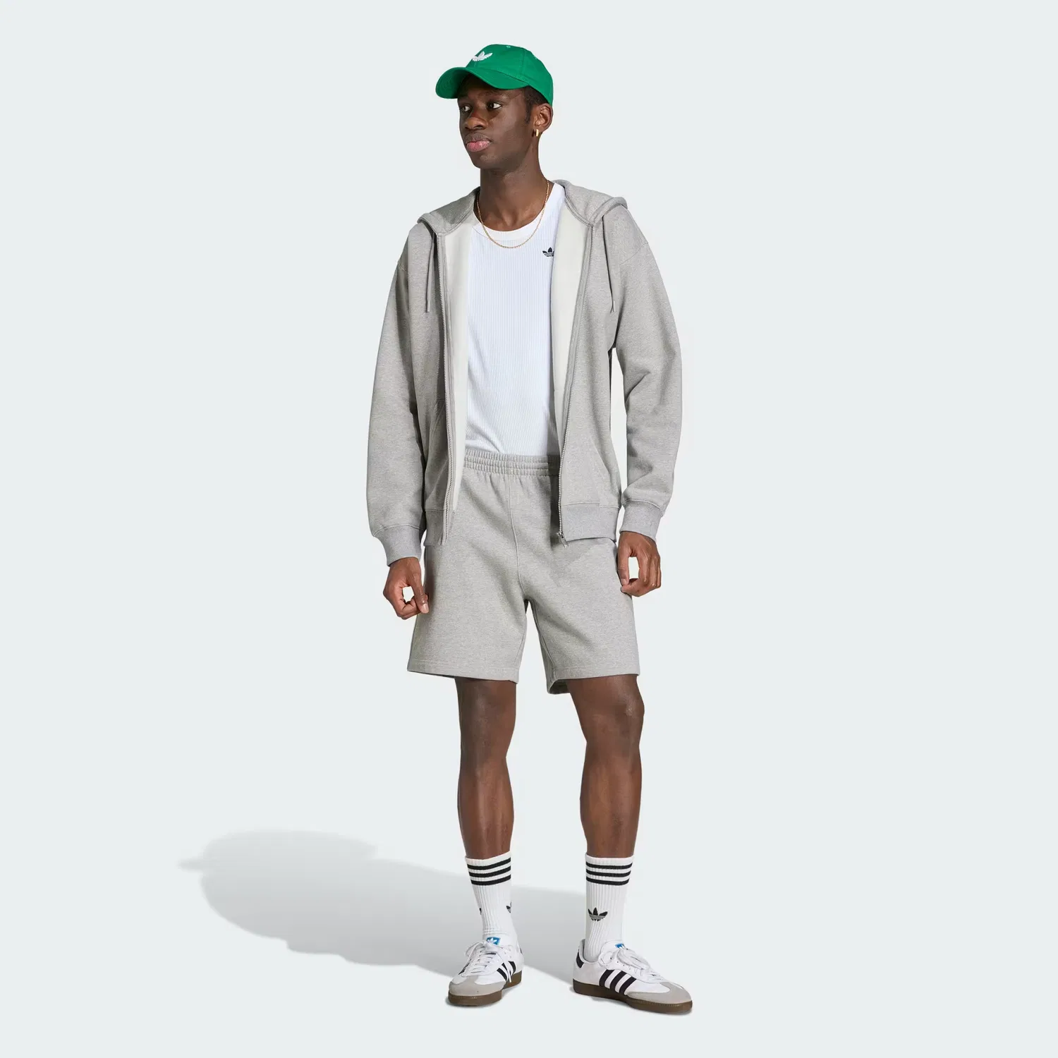 Мужские флисовые шорты на кулиске Trefoil Essentials 7 Inch Adidas Originals, серый меланж — фото 3