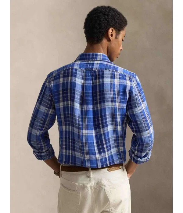 Мужская рубашка из льна Polo Ralph Lauren, Blu Marino — фото 3
