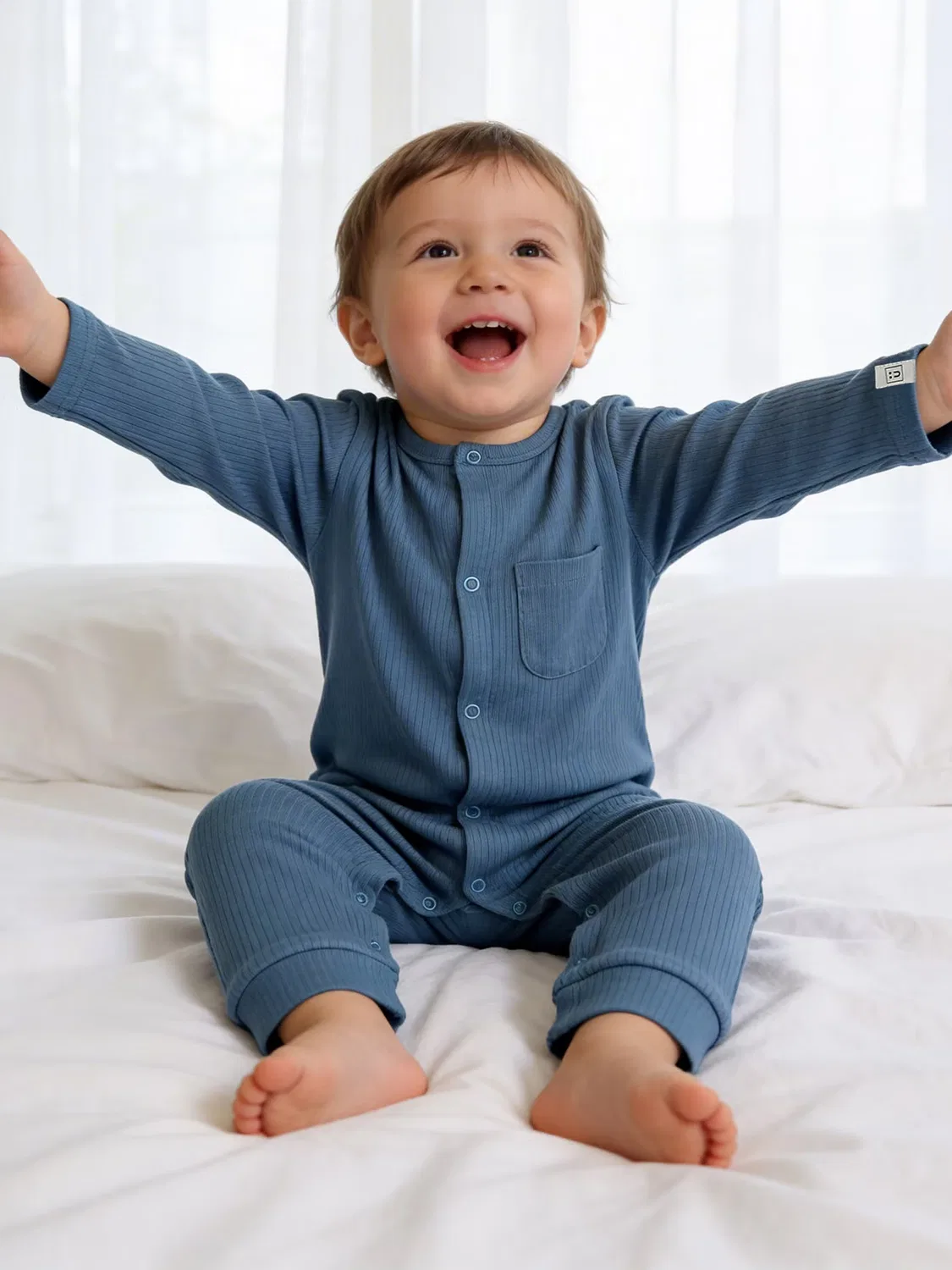 Боди-комбинезон из рубчатого хлопка комплект 3 шт Babies Basic, зеленый — фото 2