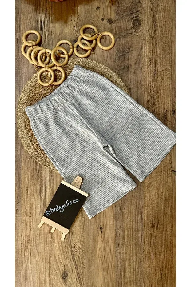 Детские шорты для девочек хлопковые Wide Leg Basics Babyelisco, Gray — фото 4