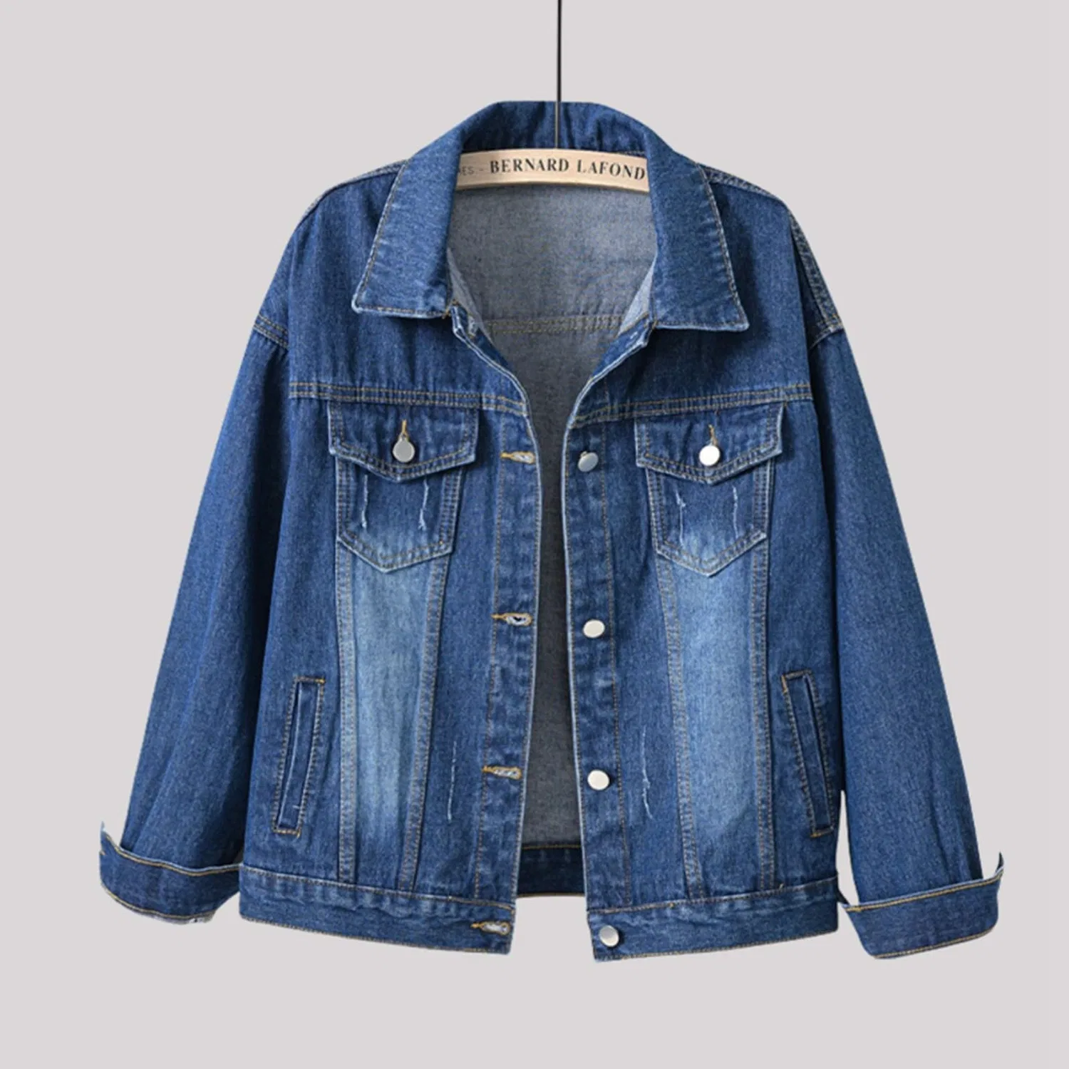 Женское джинсовое пальто с большими карманами Elegant Jacket, Blue — фото 4