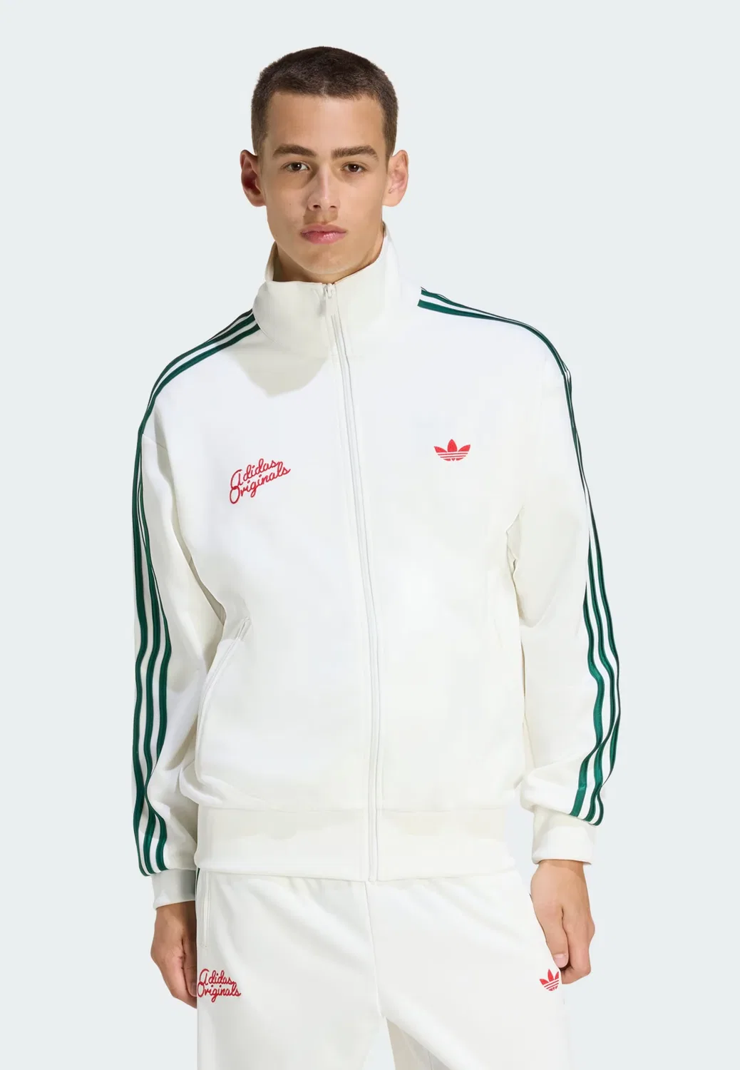 Толстовка на молнии Adidas Originals Firebird белого цвета — фото 3