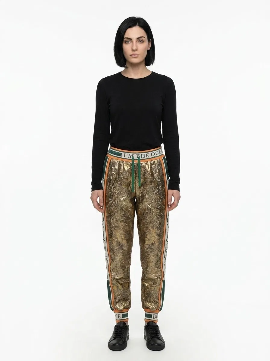 Женские брюки с металлизированными волокнами Gold Metallic Fibre Casual Pants Dolce & Gabbana, Gold