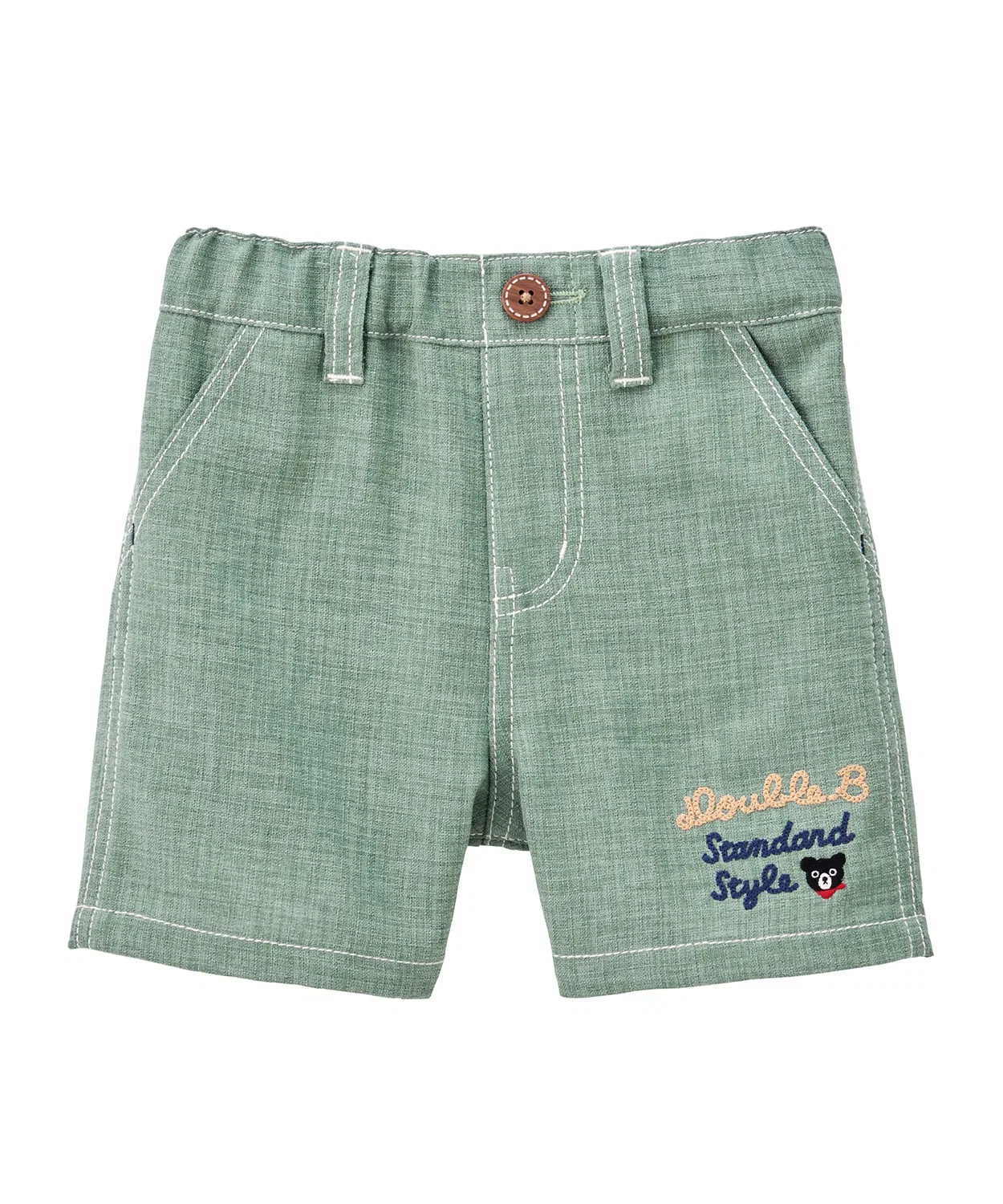 Детские шорты-карго с утягивающим поясом, модель D-Basic DOUBLE_B, Moss Green