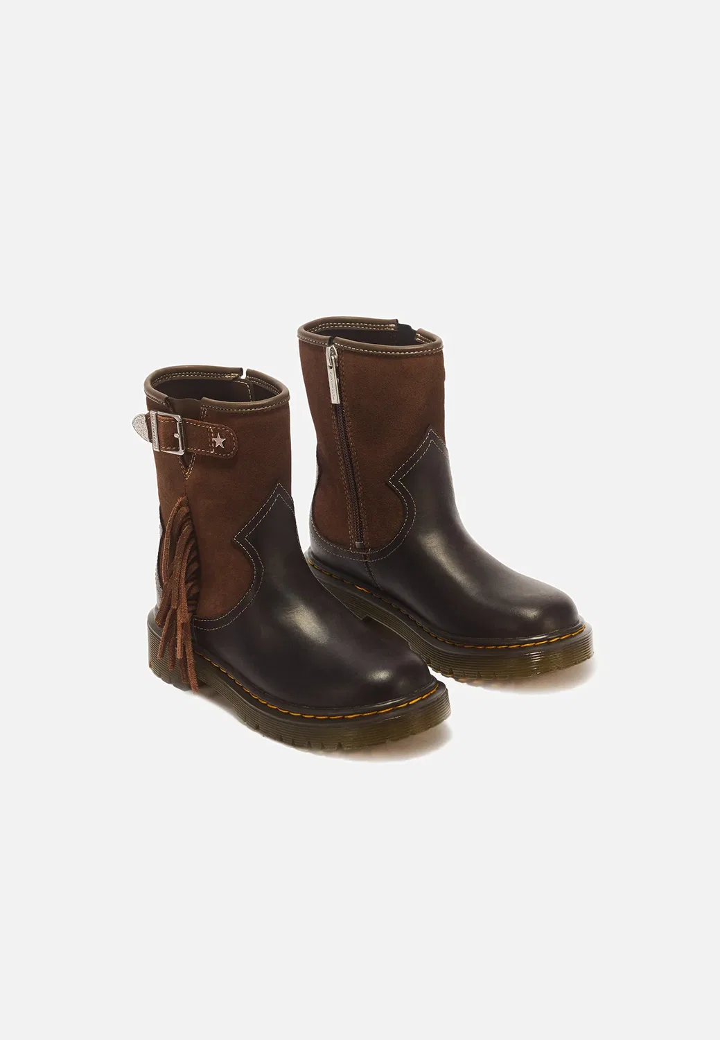Ботинки Genaya rodeo rigger унисекс - ковбойские/байкерские ботильоны Dr. Martens, Dark Brown Republic Wp+Bronx Suede — фото 3