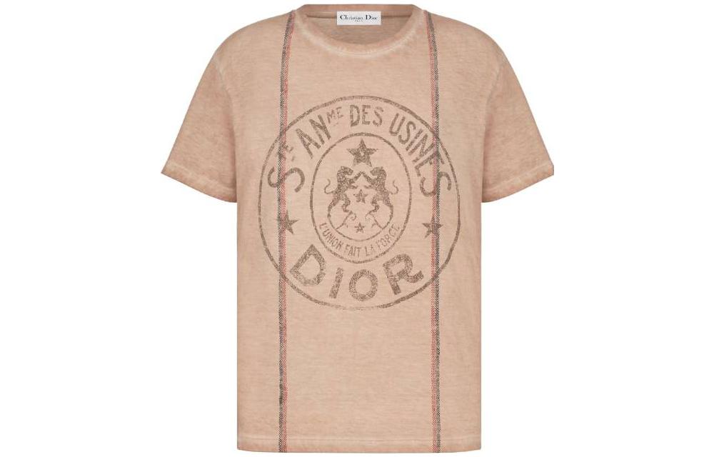 DIOR Футболка женская оранжево-розовая — фото 3