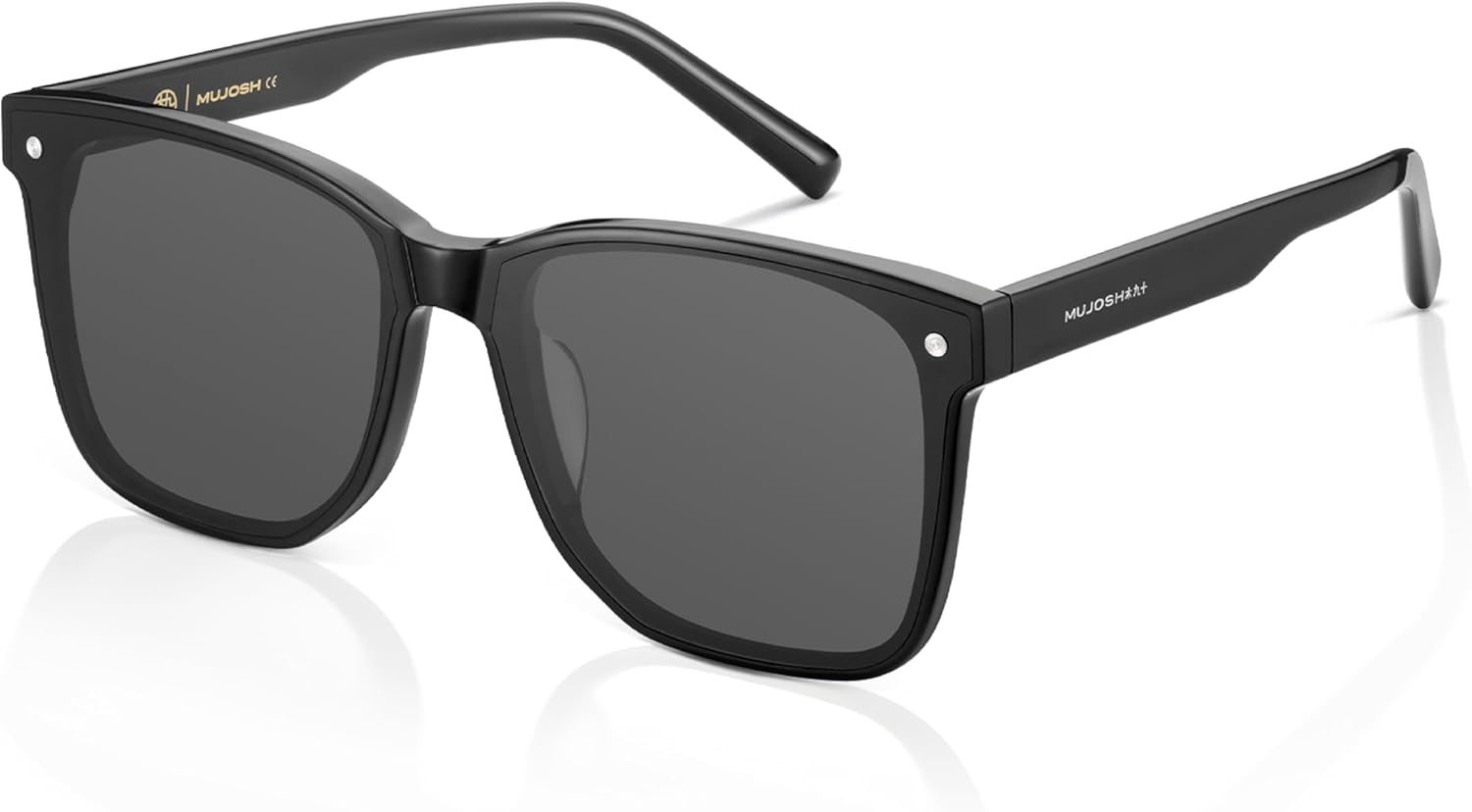 

Модные квадратные солнцезащитные очки MUJOSH для женщин и мужчин, поляризованные, с защитой от УФ-излучения UV400, эксклюзивный бренд очков EssilorLuxottica, Obsidian Black/Pure Gray Polarized 505