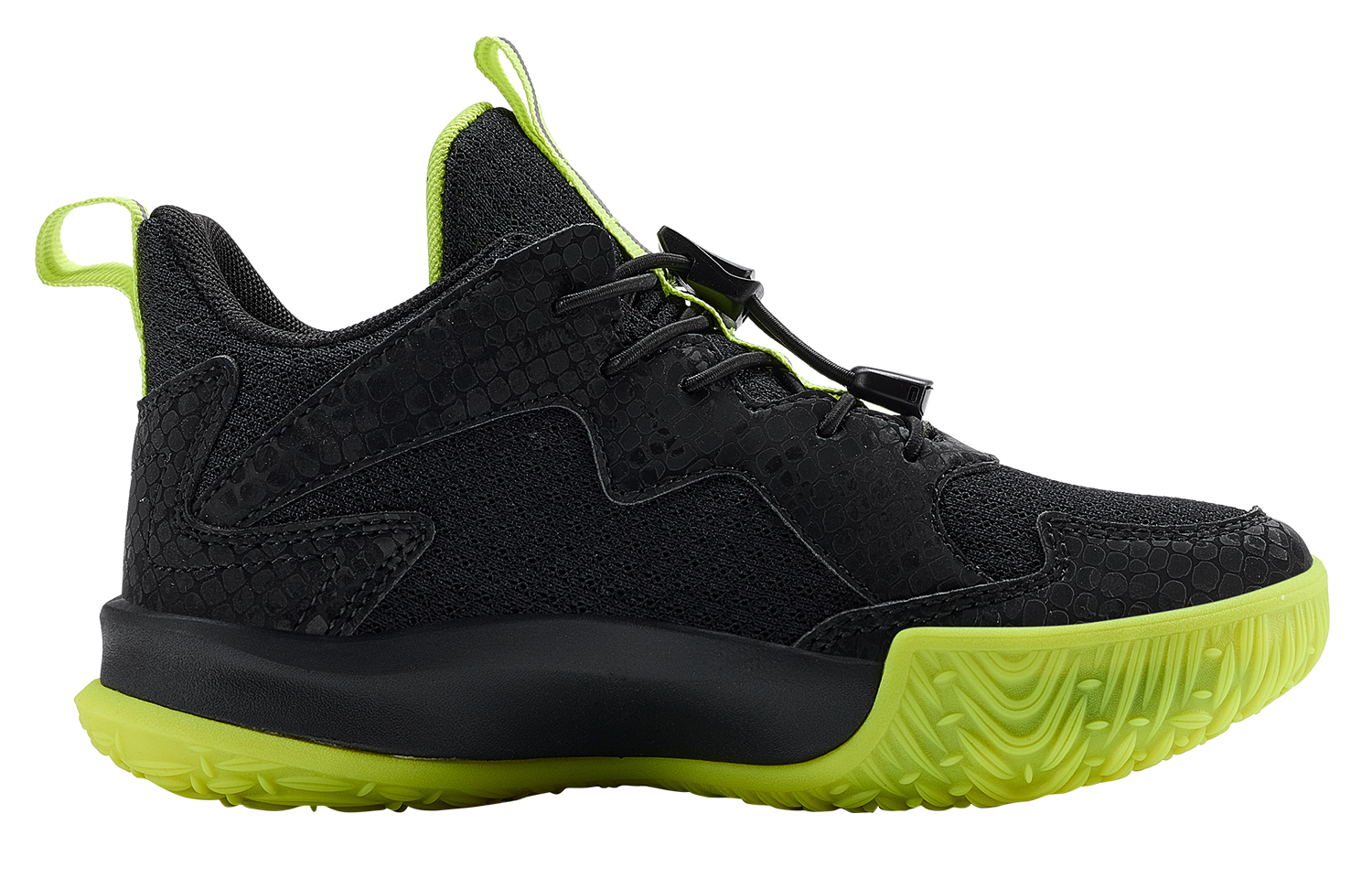 Детские баскетбольные кроссовки Kids Mid-top Black/Fluescent Green Peak, зеленый — фото 2