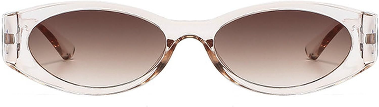 

Ретро овальные солнцезащитные очки для женщин в стиле 90-х, маленькие коричневые солнцезащитные очки с защитой от УФ-излучения, модные узкие очки в стиле Y2k mincl, Champagne