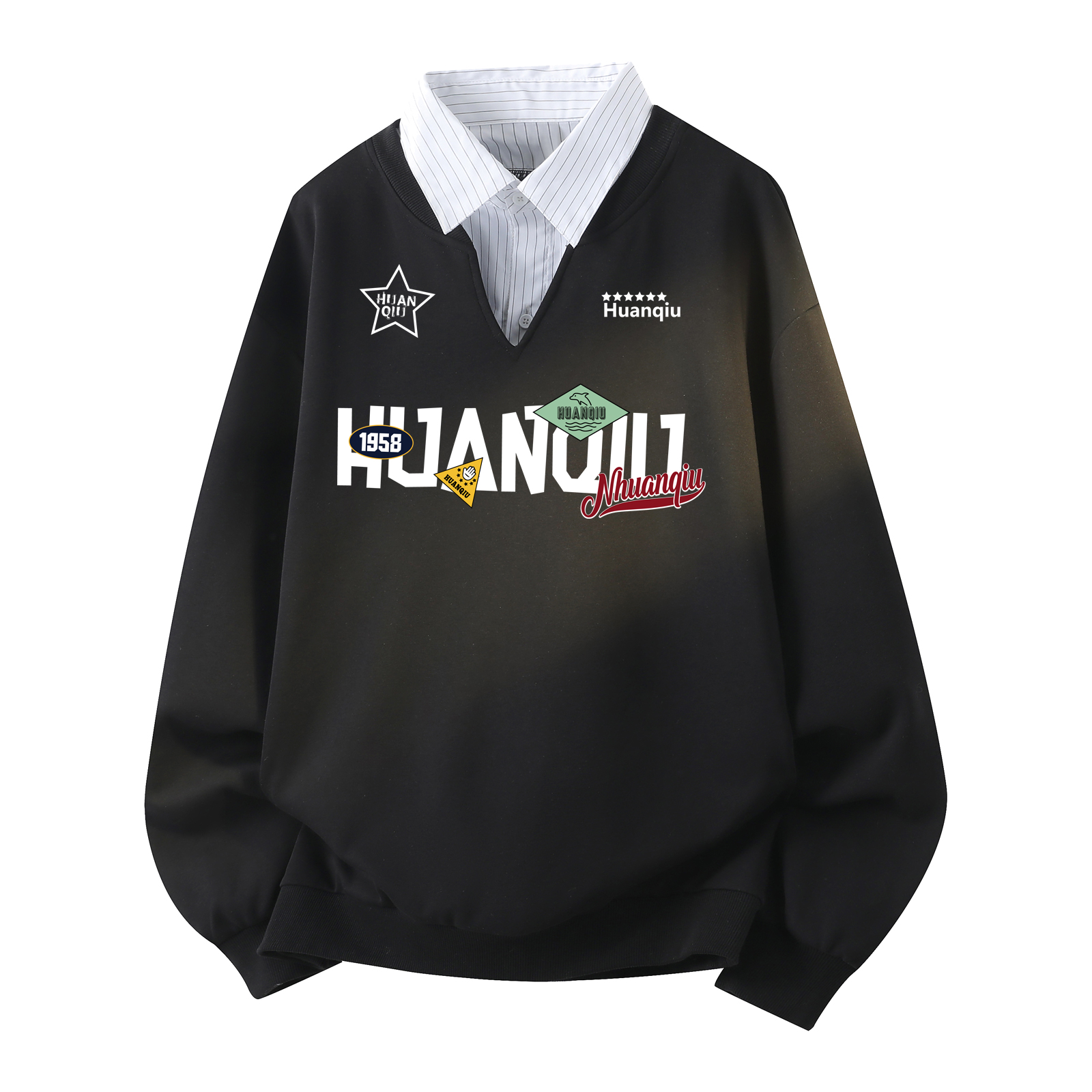 

Футболка-поло Unisex Polo Collar Moderate Mock Two Piece HUANQIU, черный