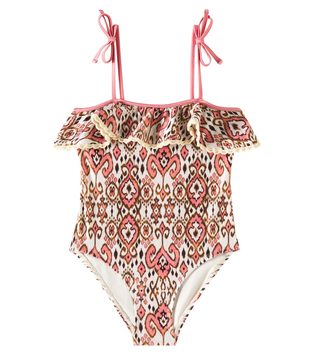 

Купальник Wylie с оборками и принтом Zimmermann Kids, Peach Ikat