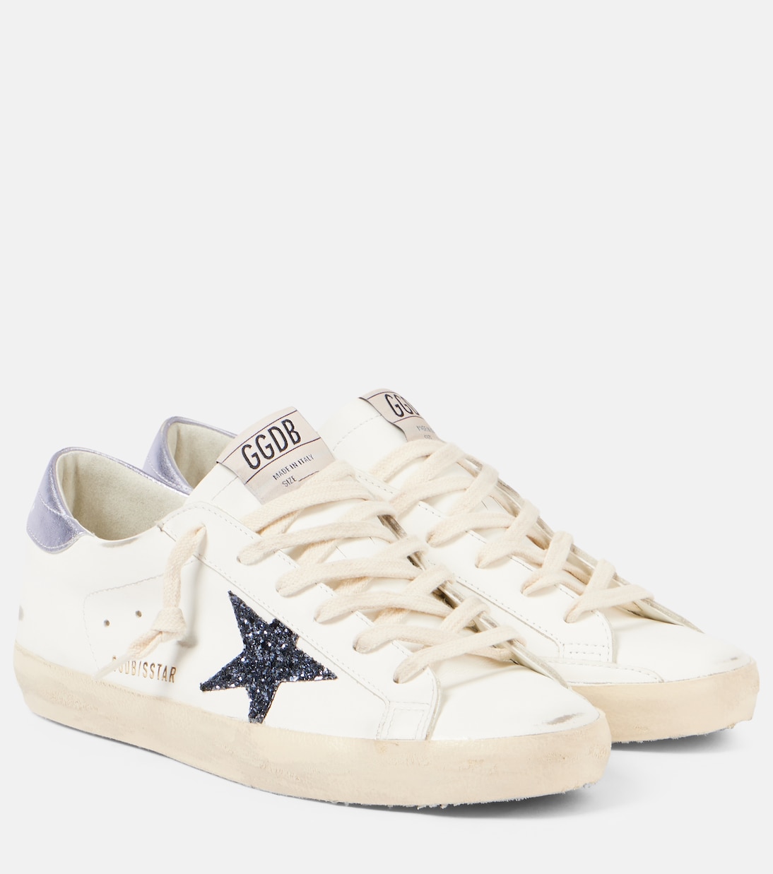 Кожаные кроссовки Super-Star Golden Goose, White/Black/Glicine