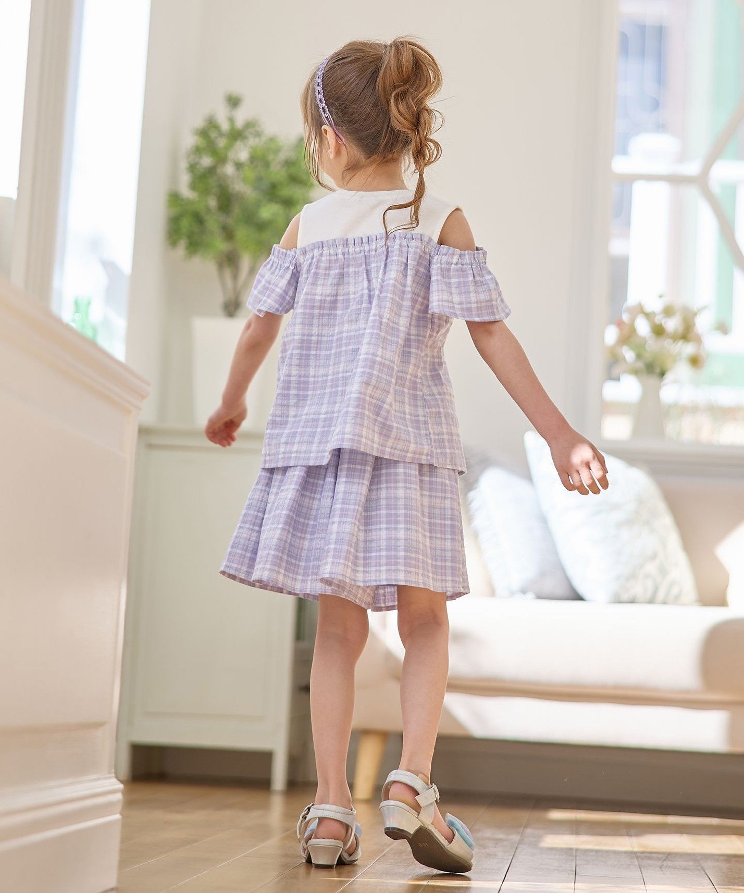 Клетчатые шорты ANY KIDS, Lavender Check [382] — фото 3