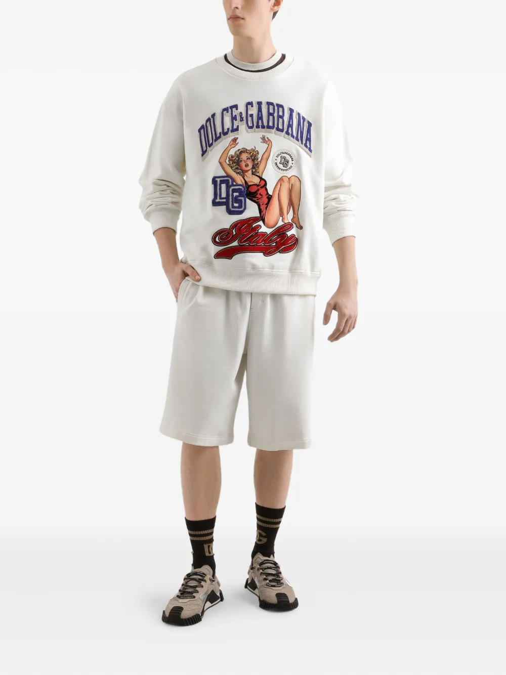 Толстовка с графичным принтом DOLCE & GABBANA, белый — фото 2