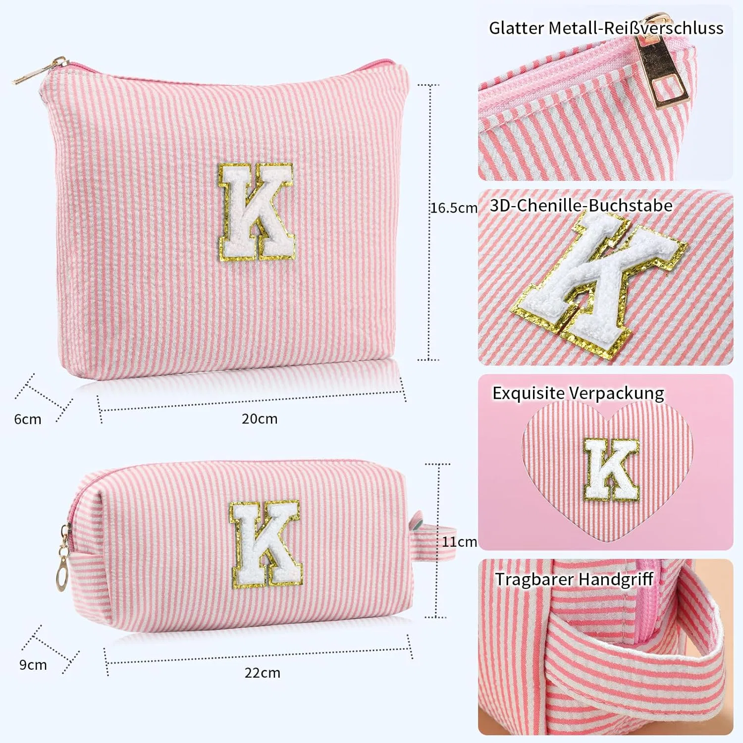Женская косметичка с буквой «K» от MSQ Msq, Pink — фото 2