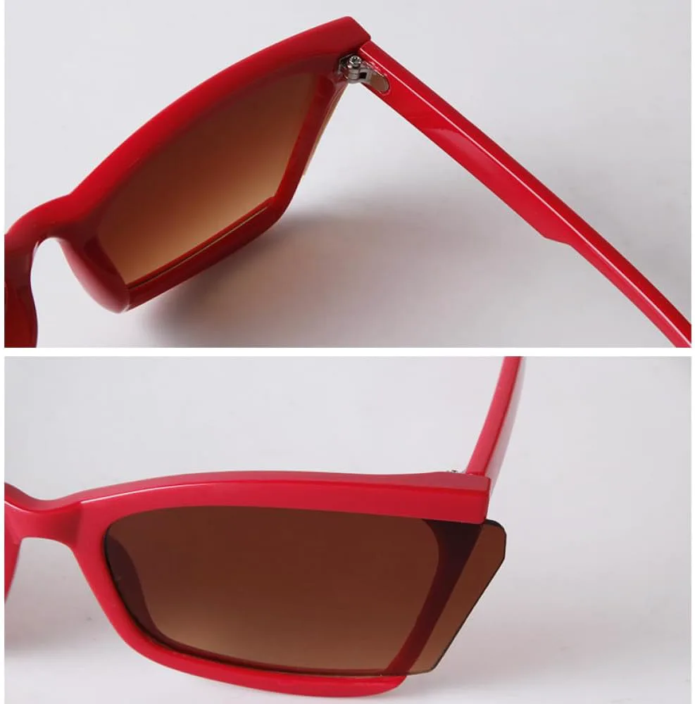 

Винтажные солнцезащитные очки «кошачий глаз» с зеркальными линзами для женщин и мужчин, модные солнцезащитные очки в полуободковой белой квадратной оправе MTZJH, C1