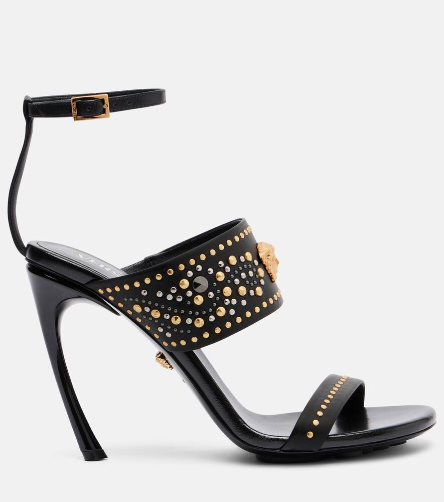 Сандалии La Medusa 105 с шипами из кожи, Black-Gold-Palladium Versace, Black-Versace Gold-Palladium — фото 4