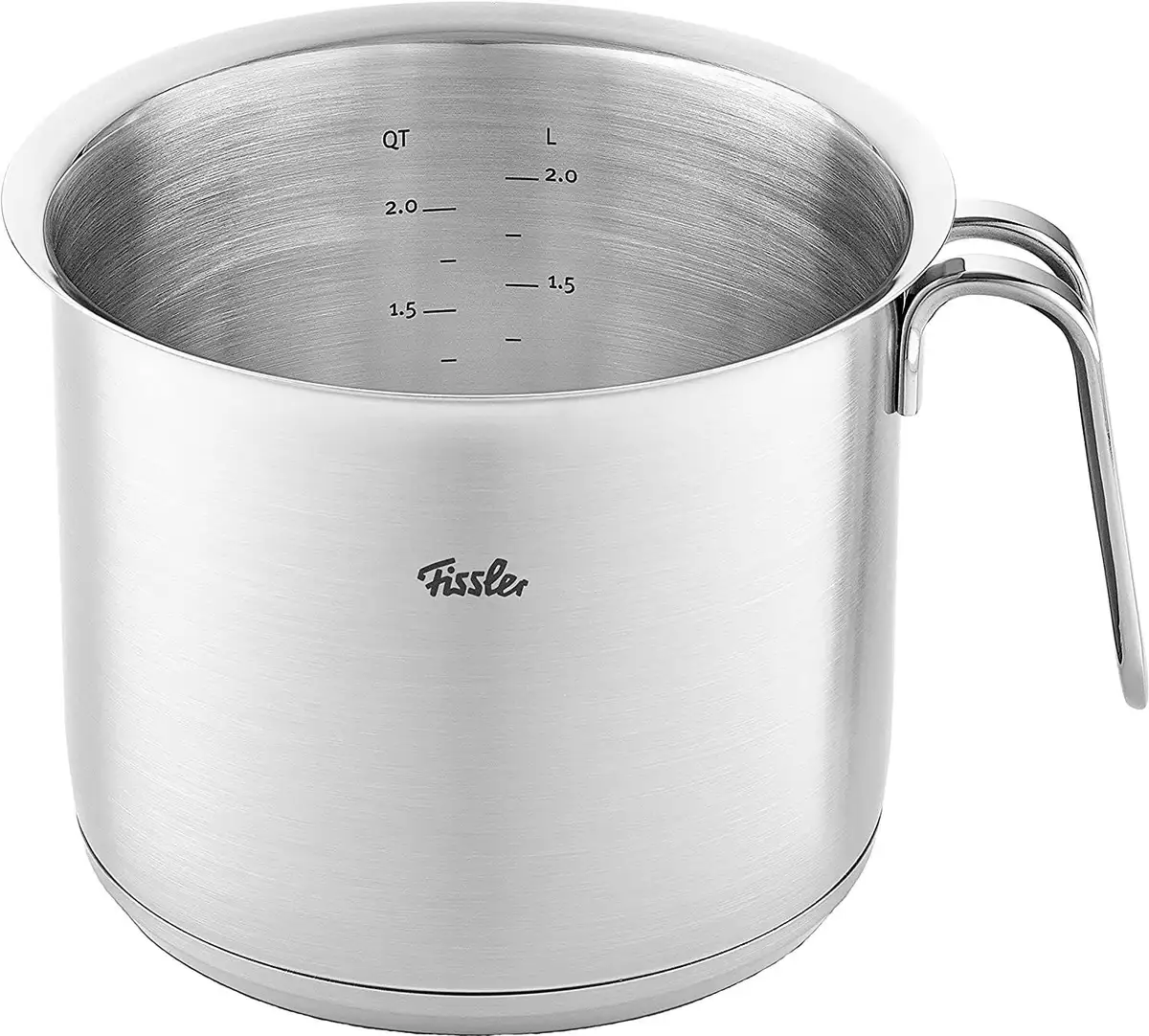 

Молочник Fissler "ORIGINAL-PROFI COLLECTION", нержавеющая сталь 18/10, (1 шт.), с широким сливным бортиком, ручки из холодного металла. Сделано в Германии 2,6 л + Ø 16 см, цвет silberfarben