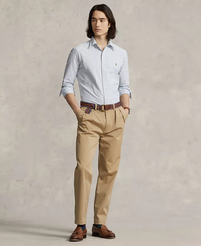 Мужская классическая рубашка Oxford Custom Fit Polo Ralph Lauren, синий — фото 4