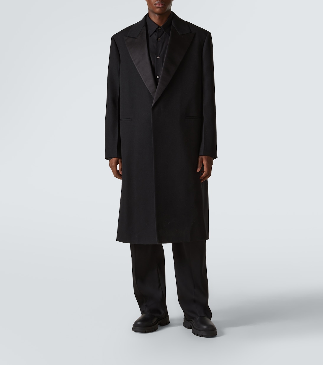Шерстяное пальто с шелковой отделкой Jil Sander, черный — фото 2
