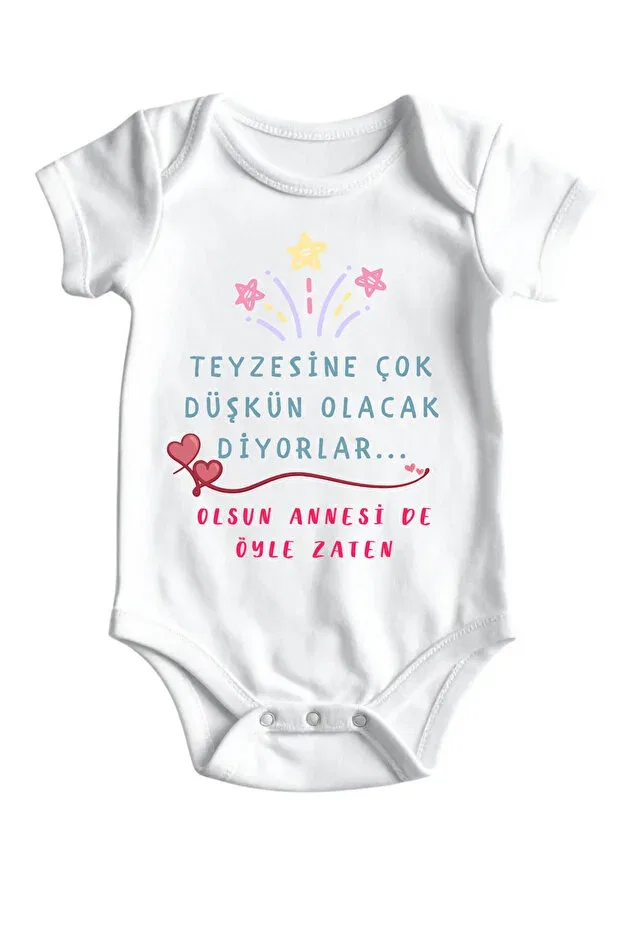 Детский комплект боди для новорожденных с принтом Auntie themed 3-piece baby bodysuit set Hazden, White — фото 4