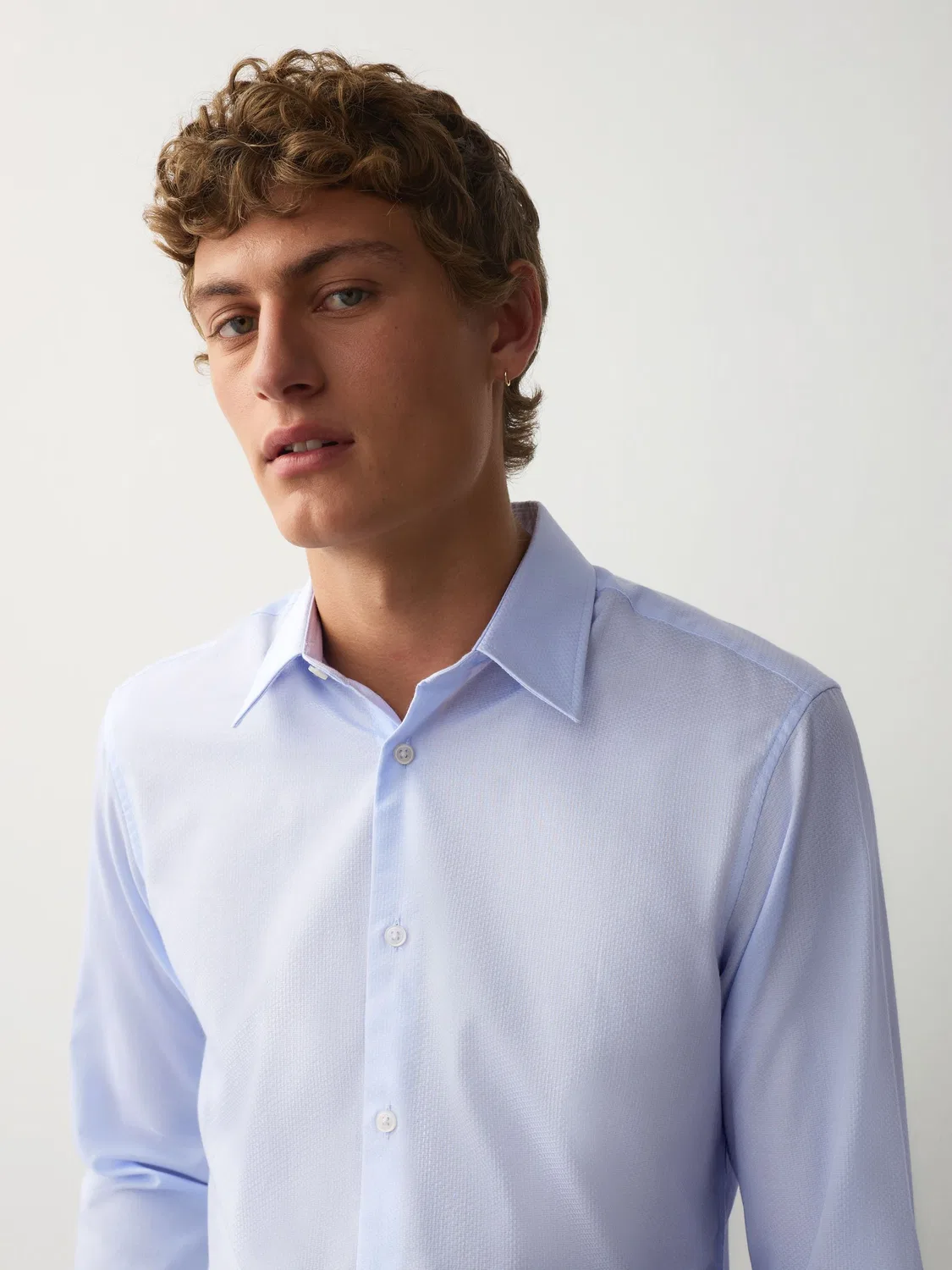 Рубашка с текстурой, slim fit Next, светло-голубой