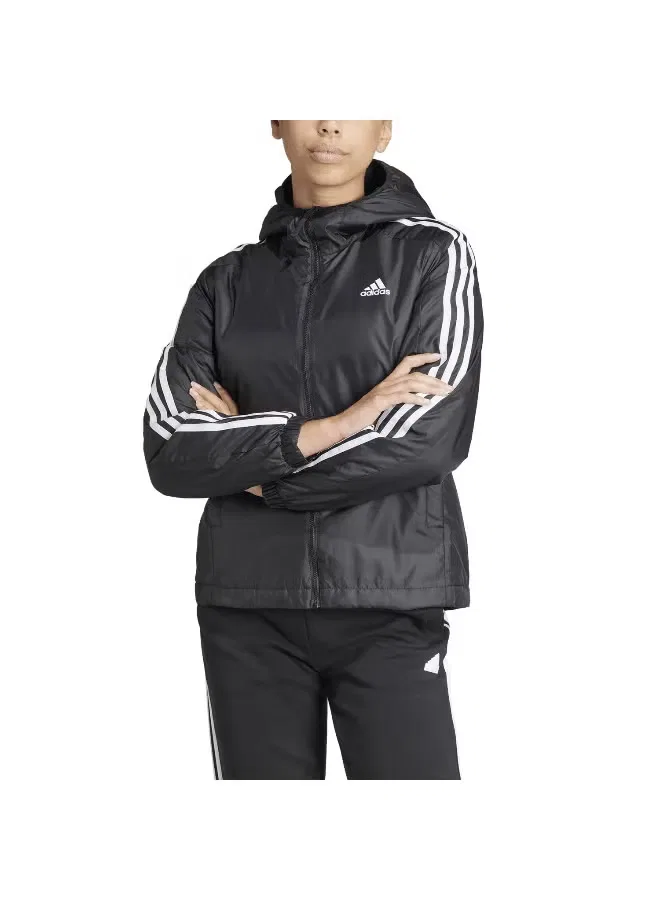 Куртка утепленная с капюшоном Essentials 3-stripes Adidas, черный — фото 4
